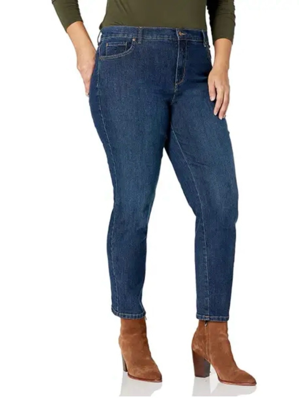 Gloria Vanderbilt Amanda High-Rise Tapered Jeans Dark Blue: 18W